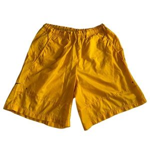 Vintage 90s Nike Nylon Yellow Shorts Y2K Swimming Trunks Running Shorts Size L